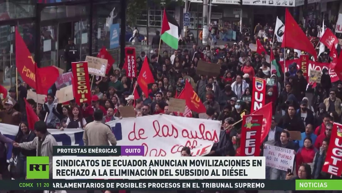 Sindicatos de Ecuador anuncian movilizaciones en rechazo a la eliminación del subsidio al diésel