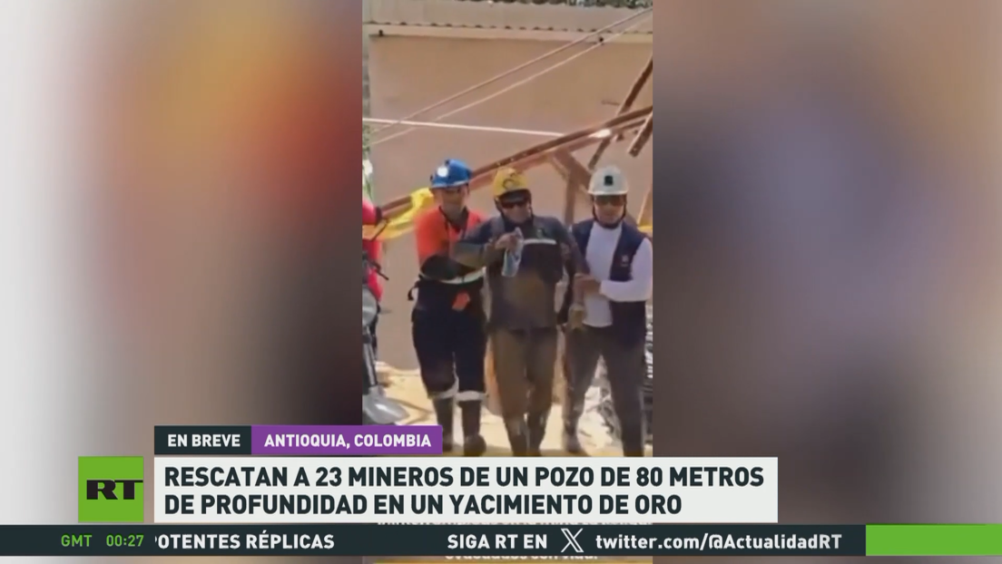 Rescatan a 23 mineros de un pozo de 80 metros en un yacimiento de oro en Colombia