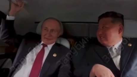 IMÁGINES ÚNICAS de Putin y Kim conversando en la limusina presidencial Aurus en China