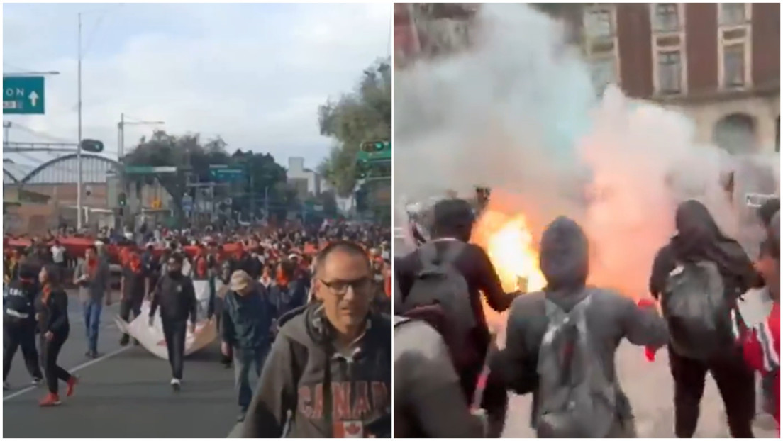 El 'bloque negro' empaña con violencia y destrozos una marcha pacífica en México