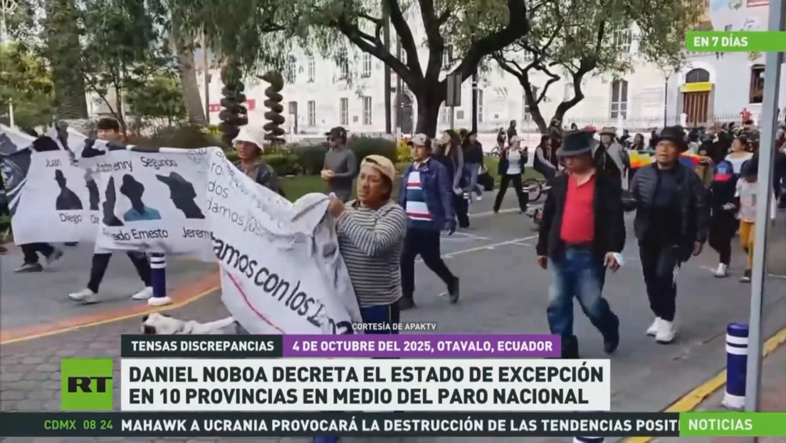 El presidente de Ecuador decreta el estado de excepción en 10 provincias en medio del paro nacional