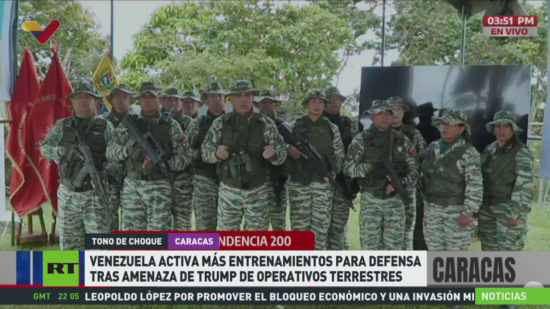 Venezuela activa más entrenamientos para defensa tras amenaza de Trump de operativos terrestres