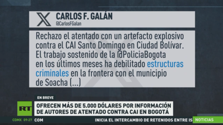 Ofrecen más de 5.000 dólares por información sobre el atentado contra el CAI en Colombia