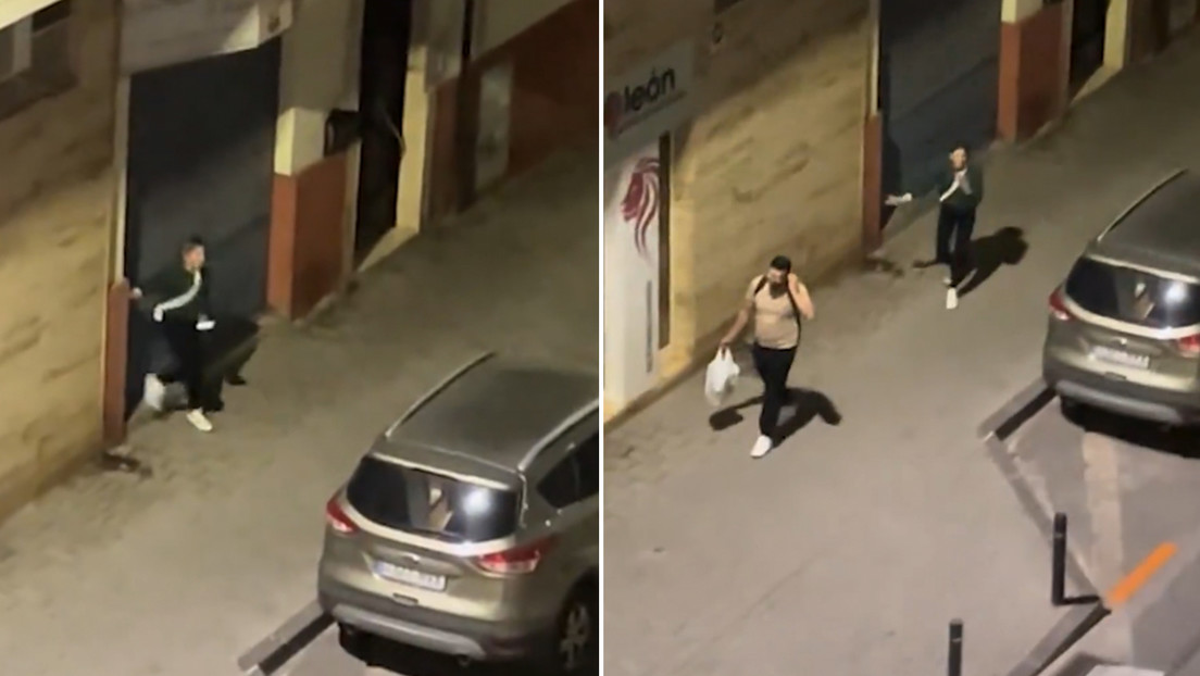 "España y sus locuras": joven histérica se golpea, grita y discute con vecinos en la calle (VIDEO)