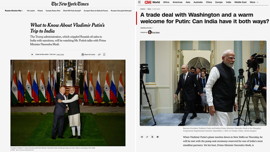 La reacción de la prensa 'mainstream' a la visita de Putin a la India