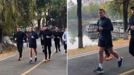 Captan a Macron corriendo con sus escoltas en China (VIDEO)