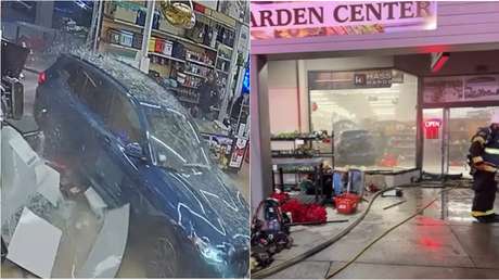 Confunde el acelerador con el freno y su auto termina incendiado dentro de una tienda (VIDEO)