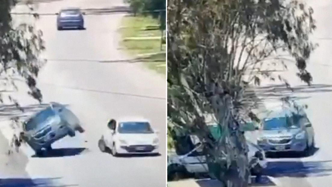 Va distraído en el celular, choca y de milagro no mata a dos peatones (VIDEO)