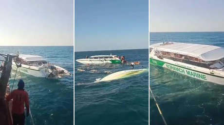 VIDEO: Muere una turista tras violento choque entre una lancha y un barco pesquero en Tailandia