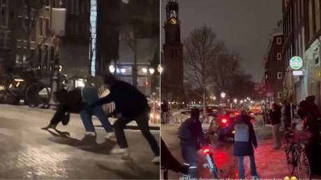 VIDEO: Fuerte invierno convierte a Ámsterdam en una gigantesca pista de hielo