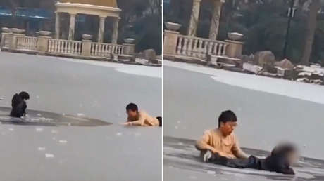 VIDEO: Angustiante rescate en un lago helado en China