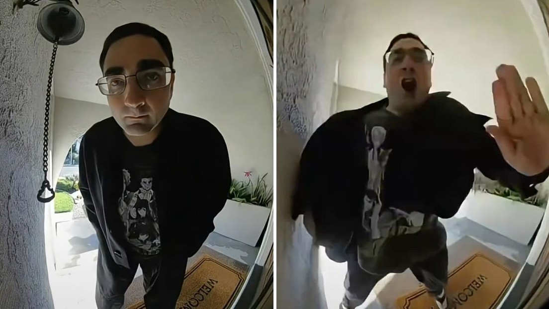 VIDEO: Hombre enloquece y se pone violento frente a una cámara de timbre en un perturbador incidente en EE.UU.
