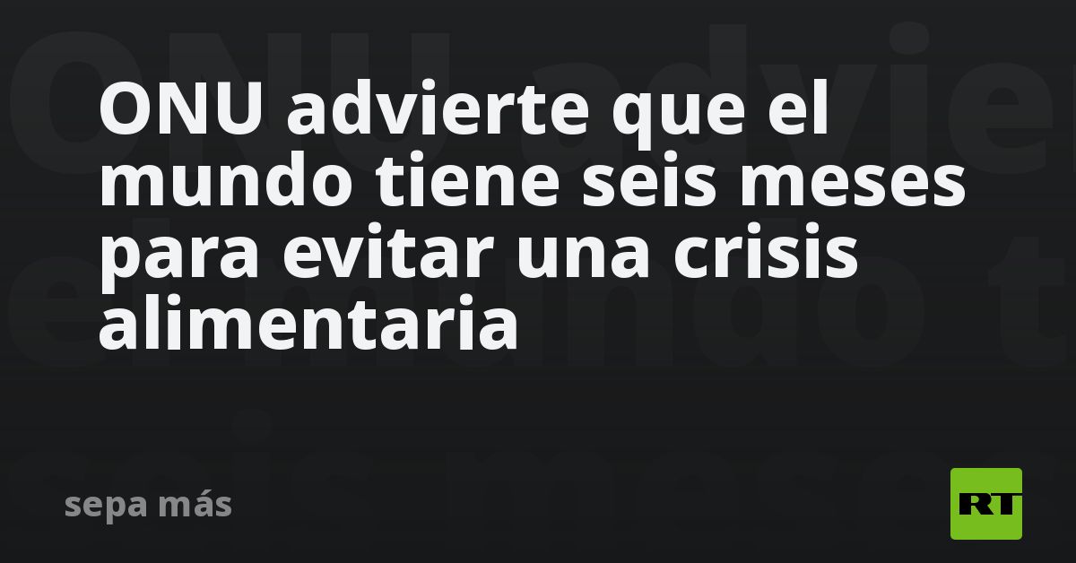 ONU advierte que el mundo tiene seis meses para evitar una crisis alimentaria