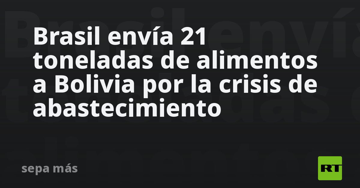 Brasil envía 21 toneladas de alimentos a Bolivia por la crisis de ...