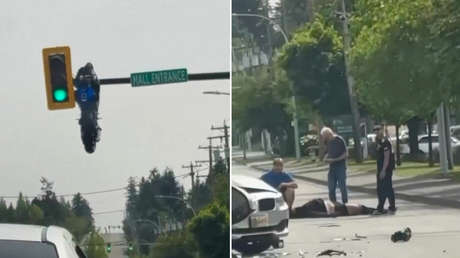 Accidente de moto toma un inesperado giro (VIDEOS)