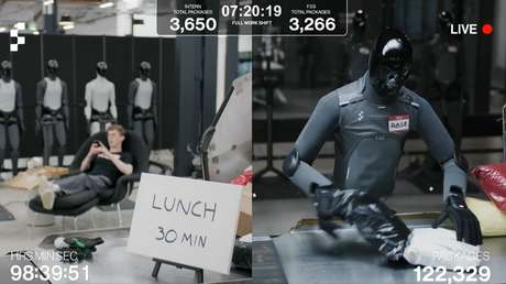 VIDEO: Humano vs. robot se enfrentan en un loco desafío por quién trabaja más rápido