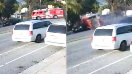 VIDEO: Lo que pasa cuando un carro de bomberos va demasiado rápido a un incendio
