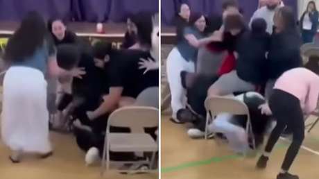VIDEO: Padres protagonizan una épica pelea en plena graduación en un jardín de niños