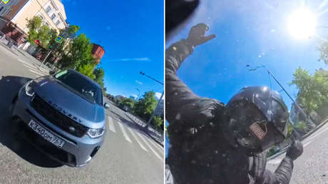 Casi tragedia: motociclista sale ileso de un fuerte choque (VIDEO)