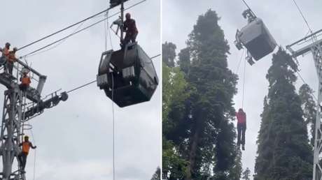 ESPANTOSO MOMENTO en el que más de 300 turistas quedan atrapados en el teleférico más alto de Asia