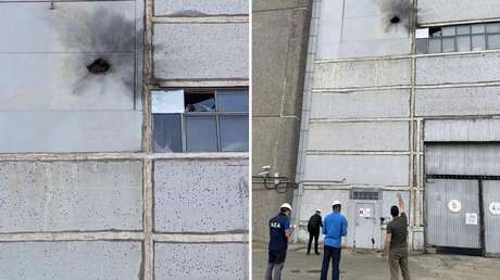 FOTO del agujero en un edificio de la central nuclear más grande de Europa tras el ataque de Kiev