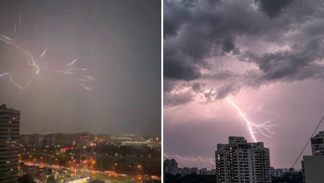 Truenos y relámpagos azotan Moscú durante fuerte tormenta eléctrica (VIDEOS)