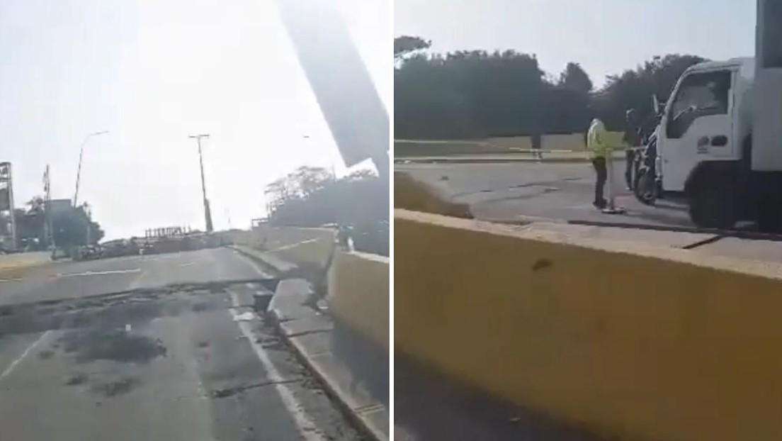 VIDEO: Nueva fuerte réplica daña severamente un puente clave y dificulta el desplazamiento en La Guaira