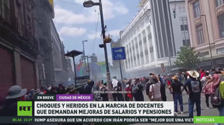 Marcha de docentes deja choques y heridos en México