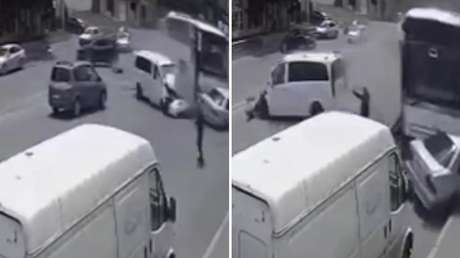 VIDEO: Increíble choque en cadena de 7 vehículos a
