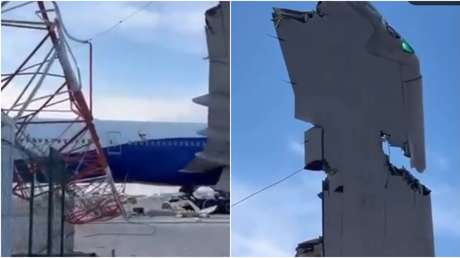 VIDEO: Un Boeing choca contra un poste de antena m