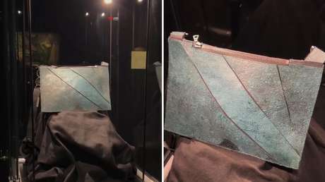 Subastan un insólito bolso de piel de dinosaurio