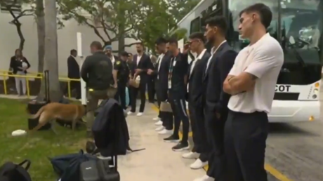 VIDEO: Ultraseguridad canina ante los futbolistas de Uruguay en EE.UU.