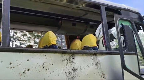 Primeras imágenes del autobús del equipo deportivo infantil atacado por Kiev (VIDEO)
