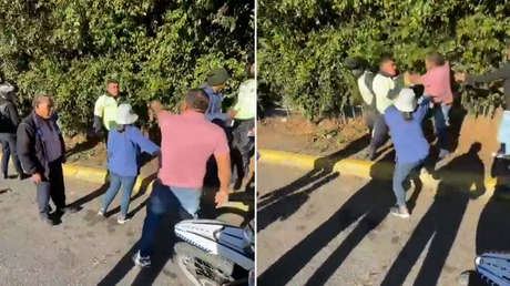 VIDEO: El momento en que ciudadanos agreden a agentes de tránsito durante operativo de control