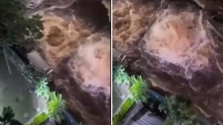 VIDEO: Rotura de tubería inunda un barrio de Caracas tras los potentes sismos