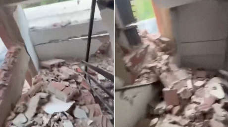 Video del angustiante momento en que un venezolano baja por un rascacielos destrozado por el terremoto
