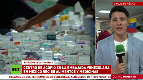 Centro de acopio en la embajada venezolana en México recibe alimentos y medicinas