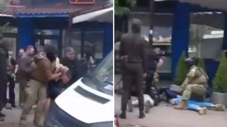 VIDEO: Encapuchados detienen en una redada a participantes de los disturbios contra reclutadores de Zelenski
