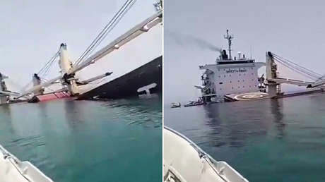 Impacto en el golfo Pérsico: granelero termina hundiéndose al sur de Irán (VIDEO)