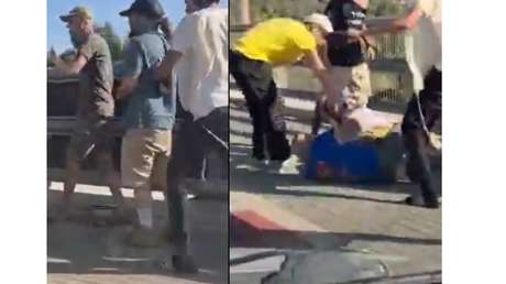VIDEO: Agreden salvajemente a un militante israelí por quitar un cartel que pedía la liberación de un asesino