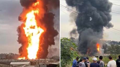 VIDEO: Feroz incendio desata explosiones y consume una planta química en Brasil