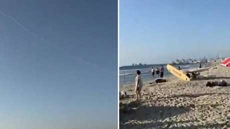 VIDEO: El paso de un misil sorprende a bañistas en una concurrida playa de Israel