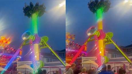 ATERRADOR VIDEO: Falla en una atracción deja a sus pasajeros colgados boca abajo