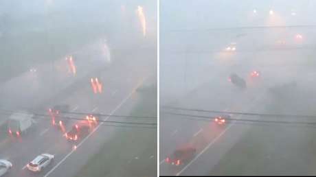 VIDEO: Tormenta levanta un auto por los aires como si nada