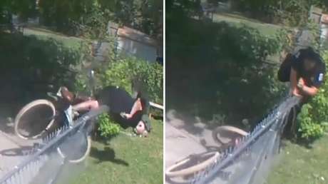 Hombre sufre embarazoso percance con su pantalón mientras huye de la policía (VIDEO)