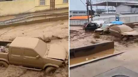 VIDEOS: El momento en el que un aluvión arrastra vehículos en Chile