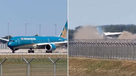 Avión repleto de pasajeros choca contra la pista al despegar y realiza aterrizaje forzoso (VIDEOS)