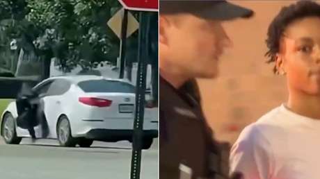 VIDEO EN PRIMERA PERSONA: Mujer se lleva a un policía colgado de su auto al intentar huir de un arresto