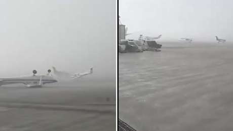 VIDEO: Violento temporal desata el caos en un aeropuerto italiano y arrastra aviones como 'juguetes'