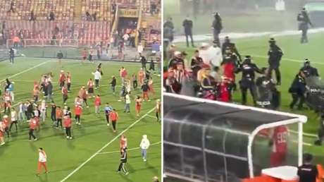 Batalla campal entre ultras interrumpe un partido de la liga colombiana (VIDEOS)